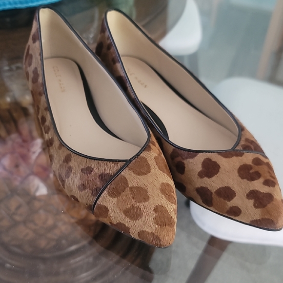 Cole Haan Shoes - Cole Haan Women's Shoes 7B Brown Tan Leopard Skimmer Flat Leather Point Toe